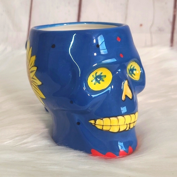 Pacific Giftware Handpainted Sunflower Floral Sugar Skull Coffee Mug Cup - Picture 13 of 16